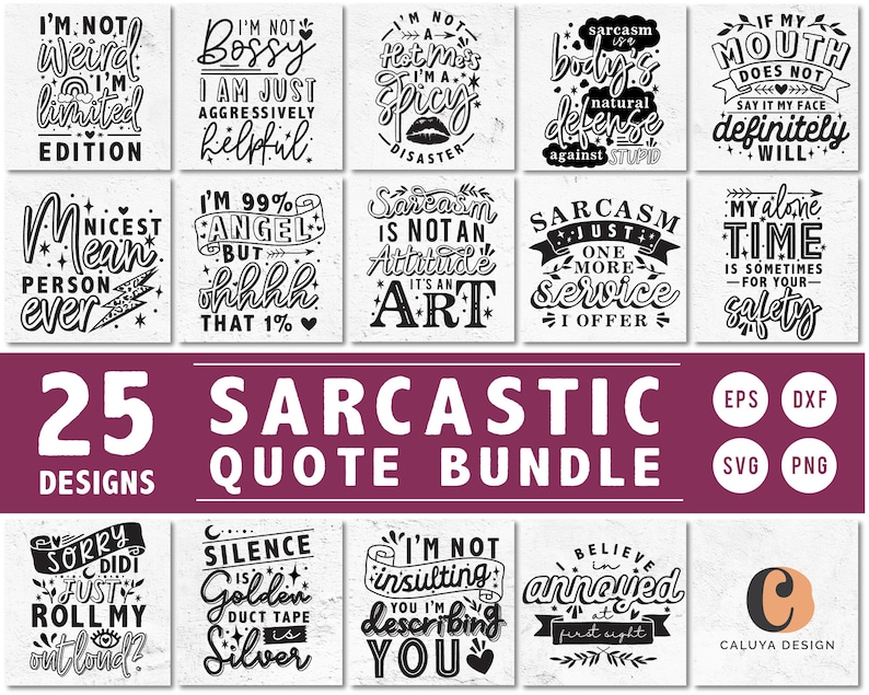 Download Sarcastic Quote SVG Cut File Bundle for Cricut Cameo | Etsy