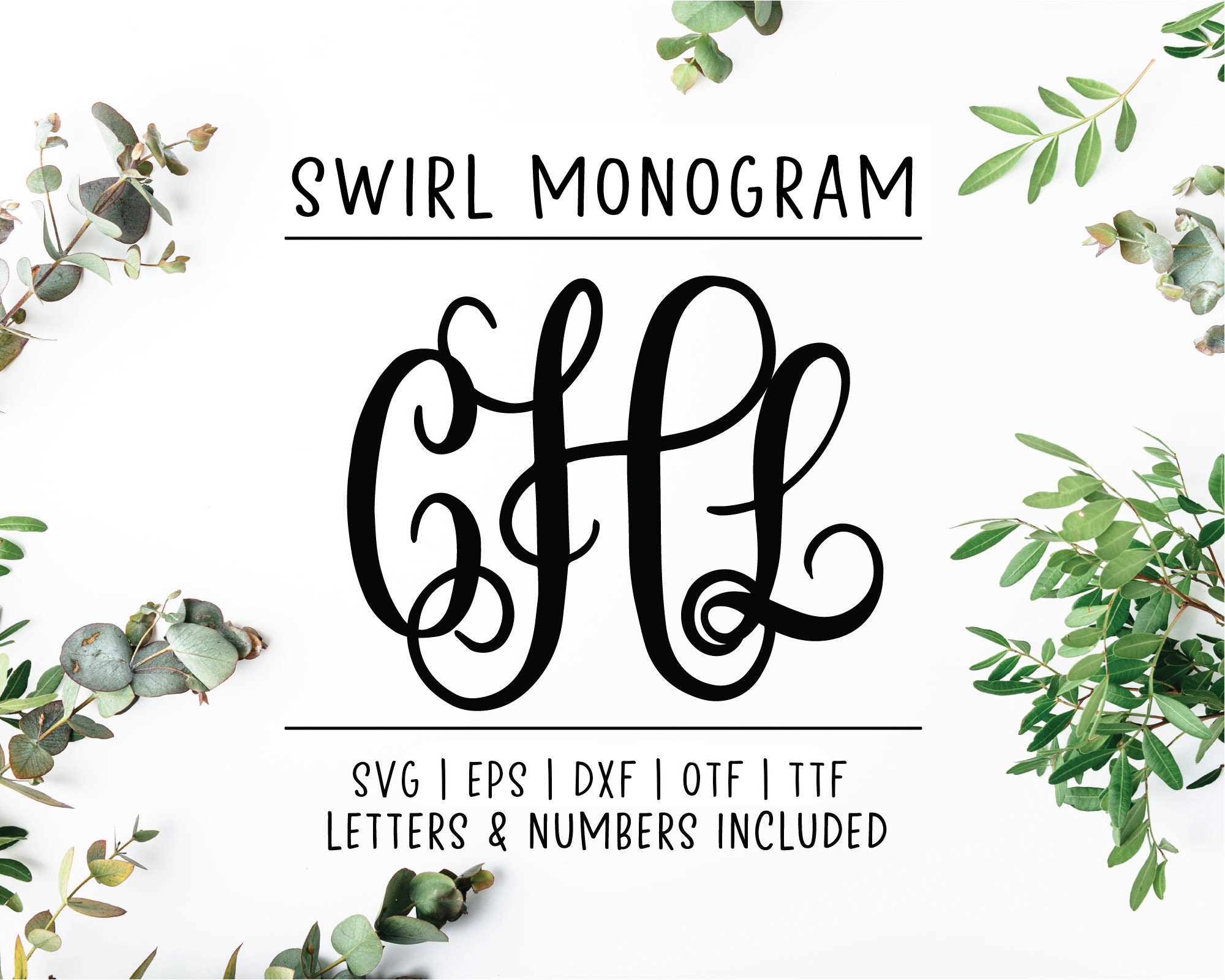 Download Swirl Monogram Svg Cut File Swirl Monogram Font Wedding Etsy
