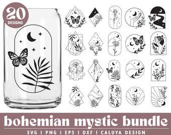 Mountain SVG | Bohemian Flower SVG | Botanical SVG | Boho Butterfly svg | Boho Landscape svg | Glass Can Wrap svg | Geometric Mountain svg