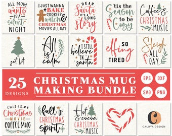 Taza de Navidad SVG / Linda Navidad SVG / Candy Cane svg / Paquete SVG de Navidad / Cita de Navidad svg / Vacaciones svg Cricut, Cameo Silueta