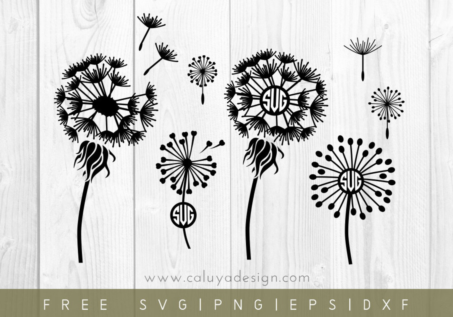 FREE SVG & PNG Link Dandelion Monogram Cut Files svg png image 0.