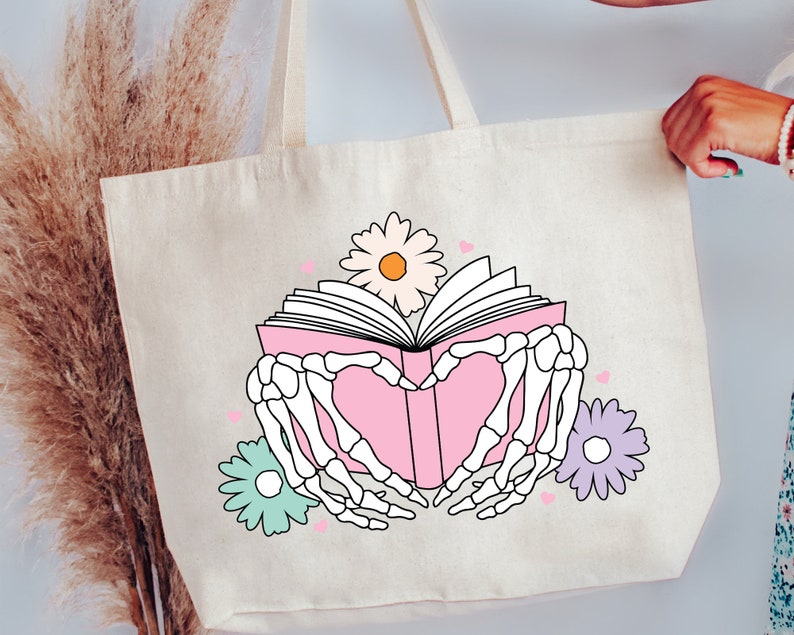 Floral Book SVG | Book With Skeleton Hands SVG | Bookish SVG | Book ...