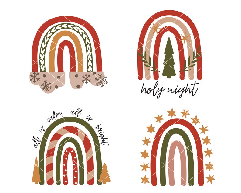 Download Boho Christmas Rainbow SVG for Cricut Cameo Silhouette | Etsy