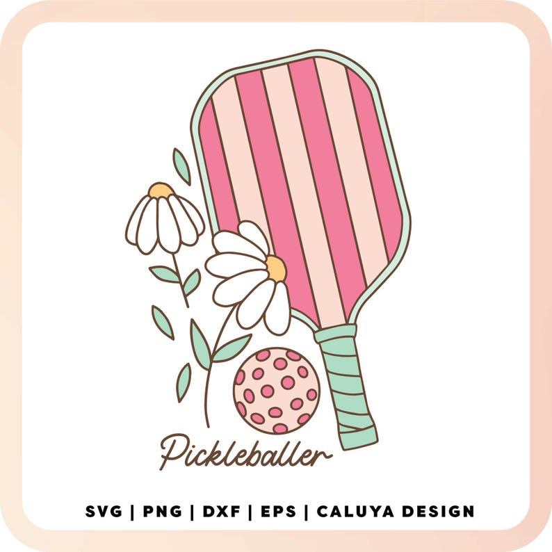 Pickleball SVG | Pickle Ball SVG | Floral Pickleball Paddle SVG | Pickleball Racket svg | Pickleballer svg | Pickleball Sublimation png bild 1