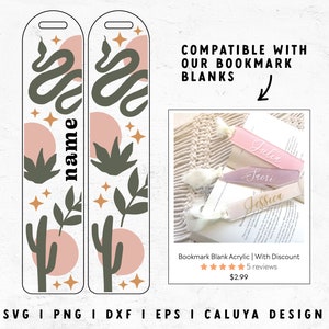 Bookmark Template SVG | Bookmark SVG | Cactus SVG | Boho Snake svg | Bookworm svg | Book Lover svg | Reader svg | Cricut, Cameo Silhouette
