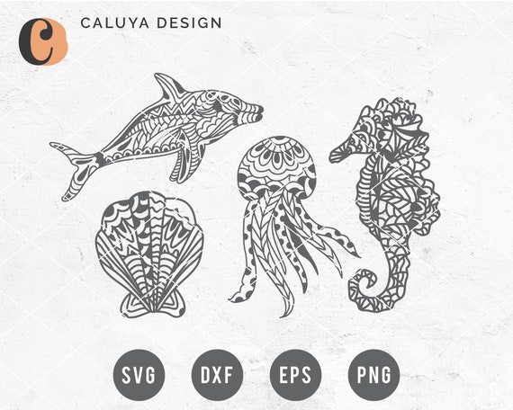 Download Free Svg Png Link Zentangle Sea Animals Cut Files Svg Etsy