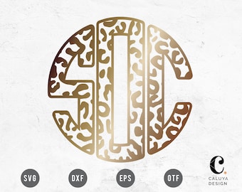 Leopard Print Round Monogram SVG Cut File for Cricut, Cameo Silhouette | Leopard Monogram Font Design | Monogram 2021 New Design For Craft