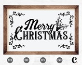 Vintage Christmas Sign SVG Cutting File |  Cricut, Cameo Silhouette, Glowforge | Farmhouse Design | Merry Christmas Cuttable File, Printable