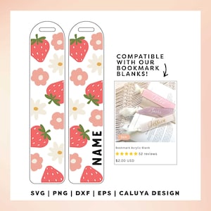 Bookmark SVG | Bookmark Template SVG | Cute Strawberry SVG | Cute Fruits svg | Retro Strawberry svg | Book Lover Cricut, Cameo Silhouette