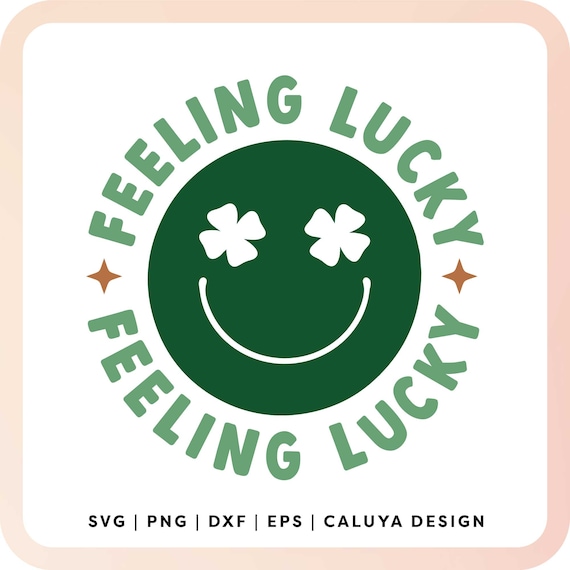 Feeling Lucky SVG | Retro Smiley Face SVG | Shamrock svg | Lucky Clover svg | St Patricks Day SVG | Cut File for Cricut, Cameo Silhouette