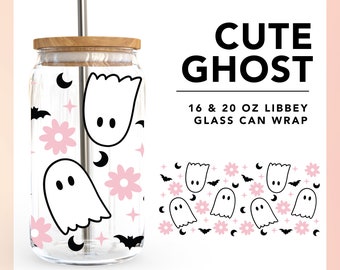 Cute Ghost SVG | Libbey Can Glass SVG | Halloween Ghost SVG | Glass Can Wrap svg | Spooky svg | Retro Ghost svg | Cricut, Cameo Silhouette