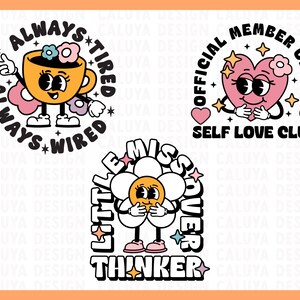funny coffee mug saying SVG | Retro Character SVG, Self Love SVG, Mental Health svg, Cute Sticker svg, Over thinker svg, Libbey can wrap svg image 5