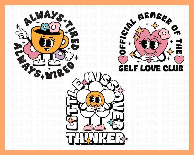funny coffee mug saying SVG | Retro Character SVG, Self Love SVG, Mental Health svg, Cute Sticker svg, Over thinker svg, Libbey can wrap svg image 5