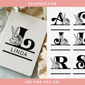 Hand-drawn Floral SPLIT MONOGRAM SVG Cut File for Cricut, Cameo Silhouette | Wedding Monogram, Flower Alphabet, Boho Monogram, Glowforge
