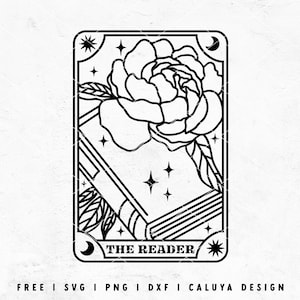 Buch Tarot Karte SVG | Floral Buch SVG | Buch-Liebhaber SVG | Mädchen liebt Bücher Svg | Svg über Bücher | Bücher lesen Svg | Buch und Blumen Svg