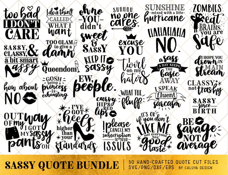 Download Sassy Quote SVG Cut File Bundle Deal Cut File for Cricut & Cameo Silhouette | Etsy