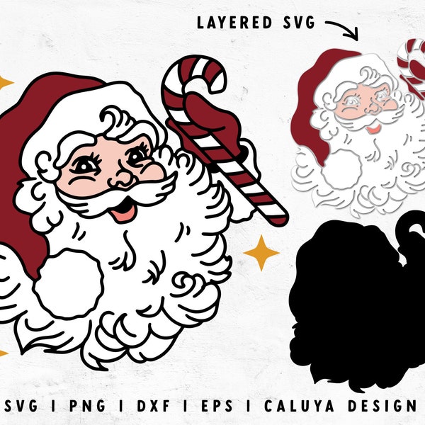 Vintage Santa SVG | Santa Claus SVG | Retro Christmas SVG | Vintage Christmas svg | Holiday Card svg | free svg Cricut, Cameo Silhouette