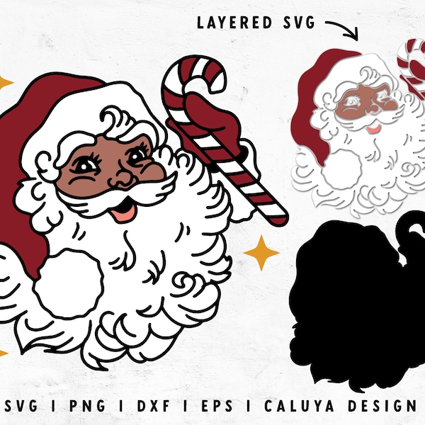 Vintage Santa SVG | African American Santa | Black Santa Claus SVG | Retro Christmas SVG | Vintage Christmas svg | Cricut, Cameo Silhouette