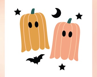 Cute Halloween SVG | Cute Ghost SVG | Halloween Pumpkin SVG | Retro Halloween svg | Cute Pumpkin svg | Free svg for Cricut, Cameo Silhouette