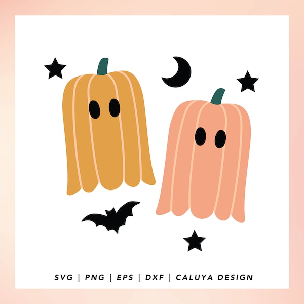 Cute Halloween SVG | Cute Ghost SVG | Halloween Pumpkin SVG | Retro Halloween svg | Cute Pumpkin svg | Free svg for Cricut, Cameo Silhouette