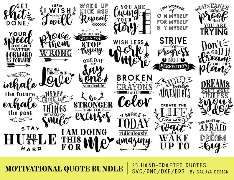 Motivational Quotes SVG Cut File Bundle Deal Cut File for | Etsy