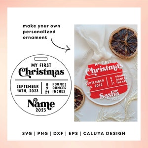 My First Christmas SVG | Milestone Ornament SVG | Baby Ornament SVG | Baby Christmas svg | Personalized ornament Cricut, Cameo Silhouette