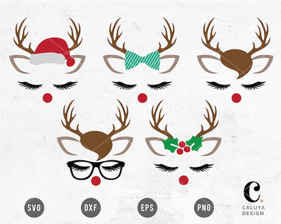 Download Christmas Reindeer Faces Svg Cut Files For Cricut Cameo Etsy