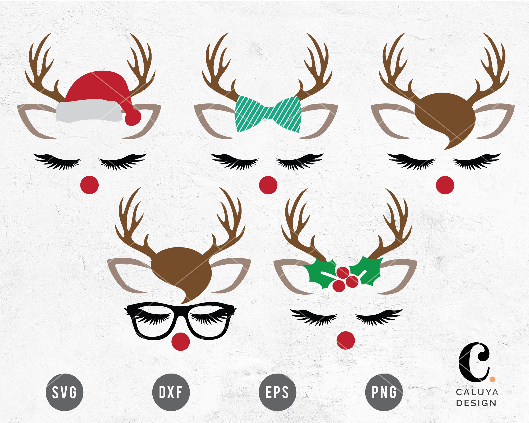 Download Christmas Reindeer Faces Svg Cut Files For Cricut Cameo Etsy