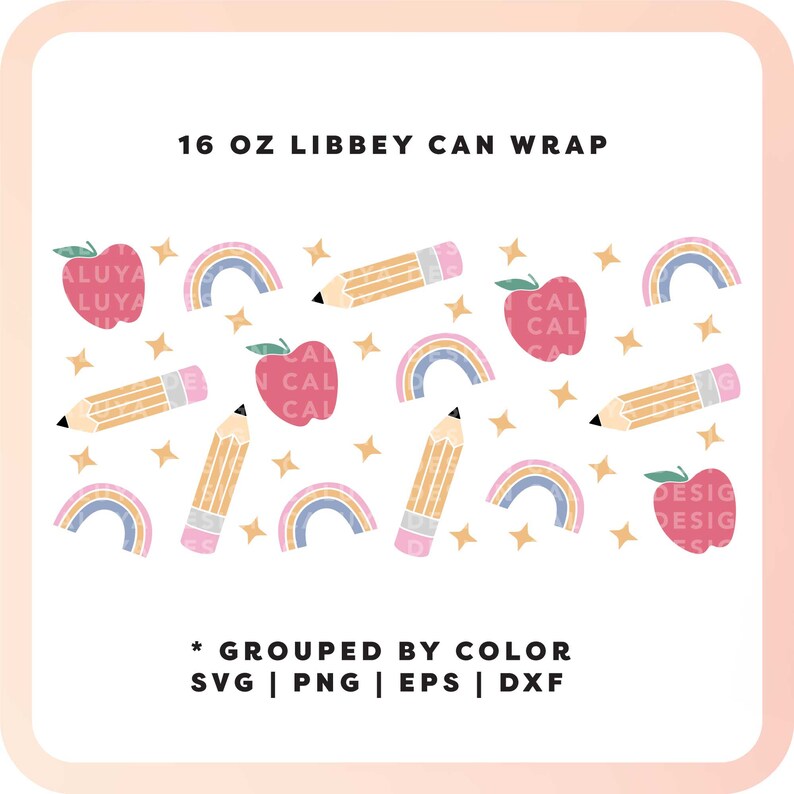 16oz School Teacher Libbey Can Wrap SVG | Back to School SVG | Teacher ...
