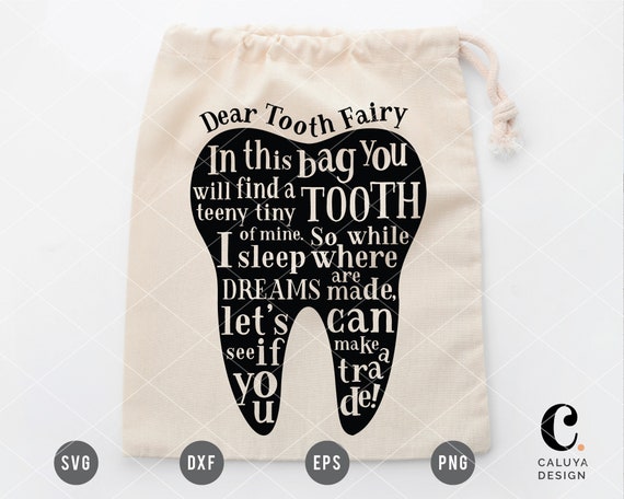 TOOTH FAIRY SVG | Tooth Bag svg | Tooth Fairy Bag svg | Baby Teeth svg | Making Tooth Bag for kids cut file for Cricut, Cameo Silhouette