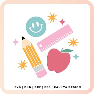 Groovy School SVG | Back To School SVG | Teacher Appreciation svg | Kids School SVG | Pencil svg | Educator svg Cricut, Cameo Silhouette
