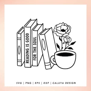 Floral Book SVG | Book Lover SVG, Book Reader SVG, Books and Coffee svg, Library svg, diy gift for book lovers, bookish svg, Book quote svg