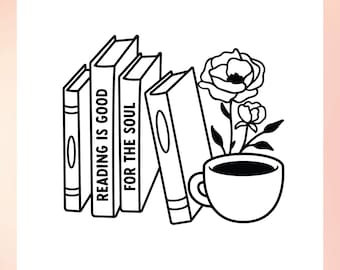 Floral Book SVG | Book Lover SVG, Book Reader SVG, Books and Coffee svg, Library svg, diy gift for book lovers, bookish svg, Book quote svg