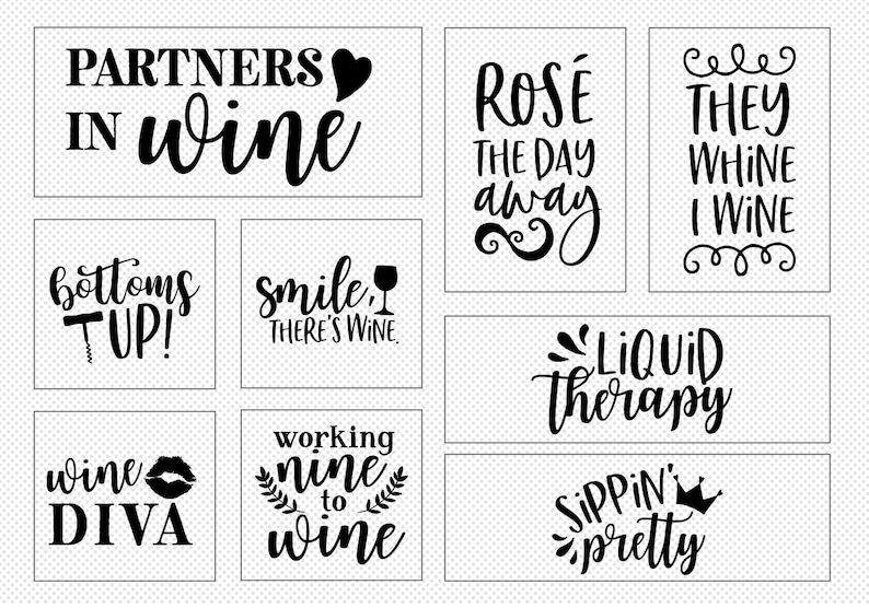 Wine Lover Quotes SVG Cut File Bundle Deal Cut File for Etsy