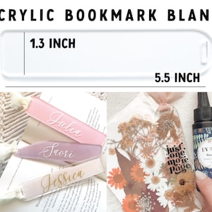 Clear Acrylic Bookmarks Penta Angel 15Pcs Rectangle Plastic Craft  Transparent Blank Acrylic Book Markers with 15Pcs Small Bookmark Tassels  for DIY