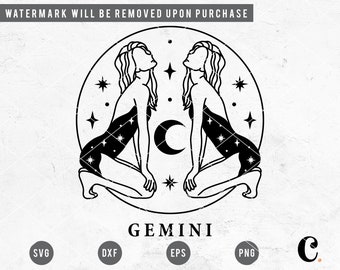 Gemini SVG | Gemini Zodiac SVG | Astrology SVG | Horoscope svg | Constellation svg | Mystical Goddess svg | Zodiac Birthday svg Cricut