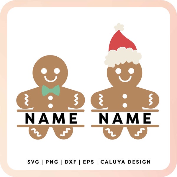 Cute Christmas Monogram SVG | Gingerbread Man Slip Monogram SVG, Kids Holiday SVG, Holiday Mug svg, Retro Christmas svg, Sublimation Design