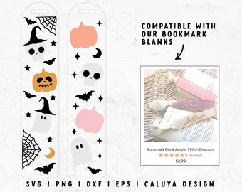 Bookmark SVG | Spooky Season SVG | Halloween Pumpkin SVG | Cute Halloween svg | Bookmark Template svg | free svg Cricut, Cameo Silhouette