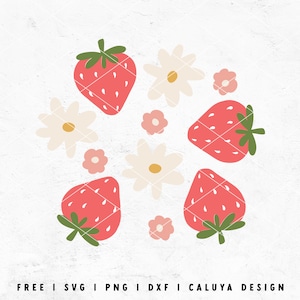 Cute Strawberry SVG | Retro Fruits SVG | Trendy SVG | Aesthetic svg | Retro Flower svg | Strawberry Themed Party Cricut, Cameo Silhouette