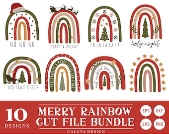 Christmas Rainbow SVG | Boho Christmas SVG | Baby Christmas SVG | Christmas Nursery svg | retro Christmas svg | Cricut, Cameo Silhouette