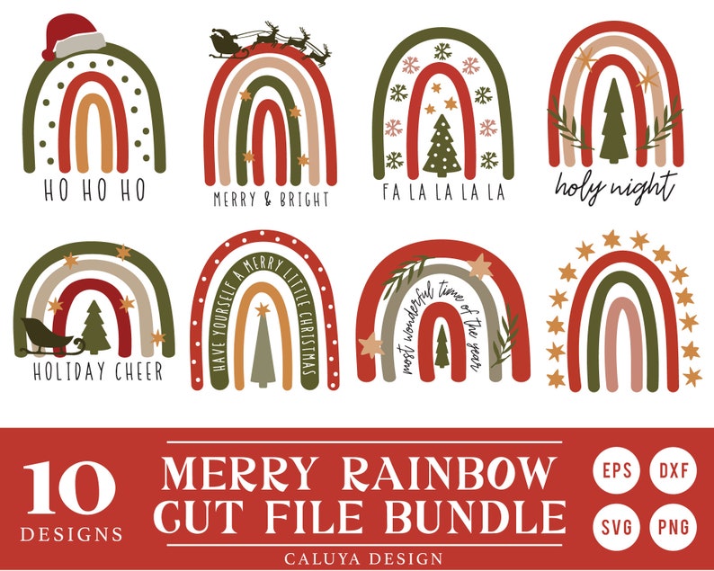 Download Boho Christmas Rainbow SVG for Cricut Cameo Silhouette | Etsy