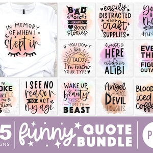 Grappig citaat png-ontwerp voor sublimatiedruk | Sublimatie-ontwerpbundel | Sassy quote aquarelontwerp om te bedrukken, T-shirts te maken