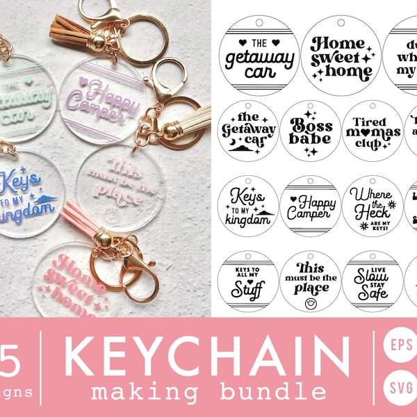 Funny Quote For Keychain SVG Bundle | Round Keychain SVG | Key Chain SVG | Keychain Template svg | Key Ring svg | Cricut, Cameo Silhouette