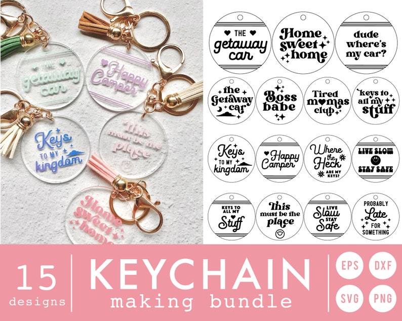 Funny Quote for Keychain SVG Bundle Round Keychain SVG Key Etsy UK
