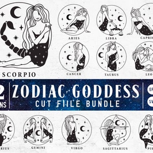Zodiac SVG | Zodiac Sign SVG | Constellation svg | Astrology svg | Mystical Woman svg | Goddess SVG | Cut File for Cricut, Cameo Silhouette