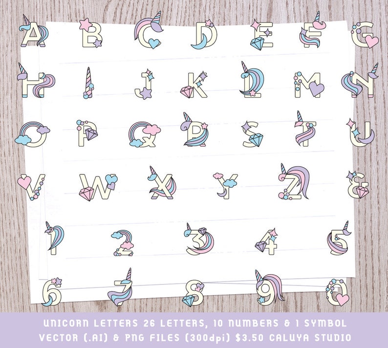 Unicorn Alphabet Unicorn Letters Unicorn SVG Unicorn | Etsy