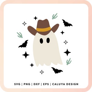 Western Halloween Ghost SVG | Cowboy Ghost SVG | Howdy Halloween SVG | Cute Cowgirl Ghost svg, Sublimation png, Ghost with Cowboy Hat svg