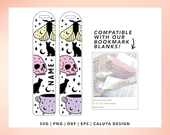 Bookmark SVG, Bookmark Template svg, Halloween Witch SVG, Black Cat SVG, Halloween Skull svg, Halloween bookmark svg, Bookmark kids svg