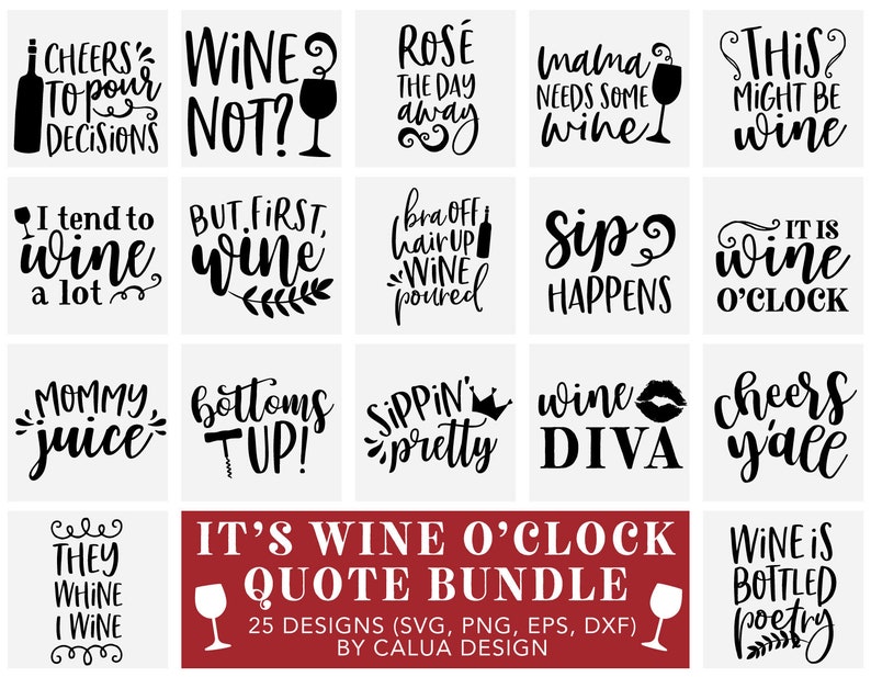 Download Wine Lover Quotes SVG Cut File Bundle Deal Cut File for | Etsy