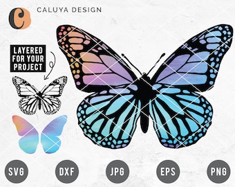 Holographic Butterfly SVG Cut File for Cricut, Cameo Silhouette | Layered Butterfly Digital Art Printable | Elegant Butterfly SVG cut file